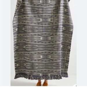 Anthropologie Kadin Gray and White Textured Blanket
